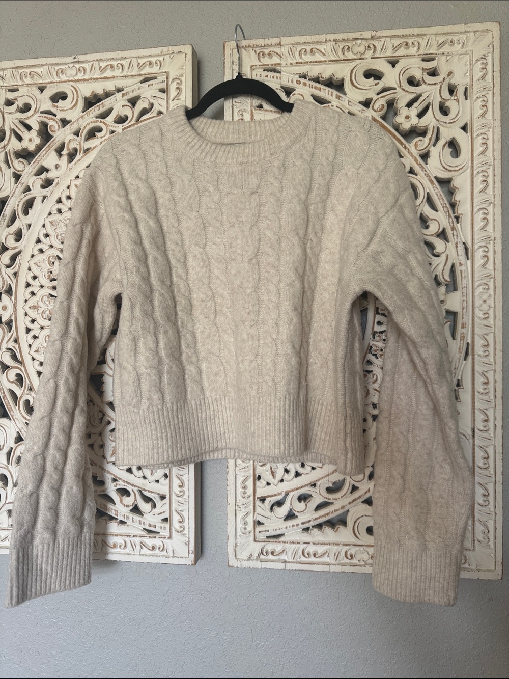 a new day Cream Cable Knit Crewneck Sweater